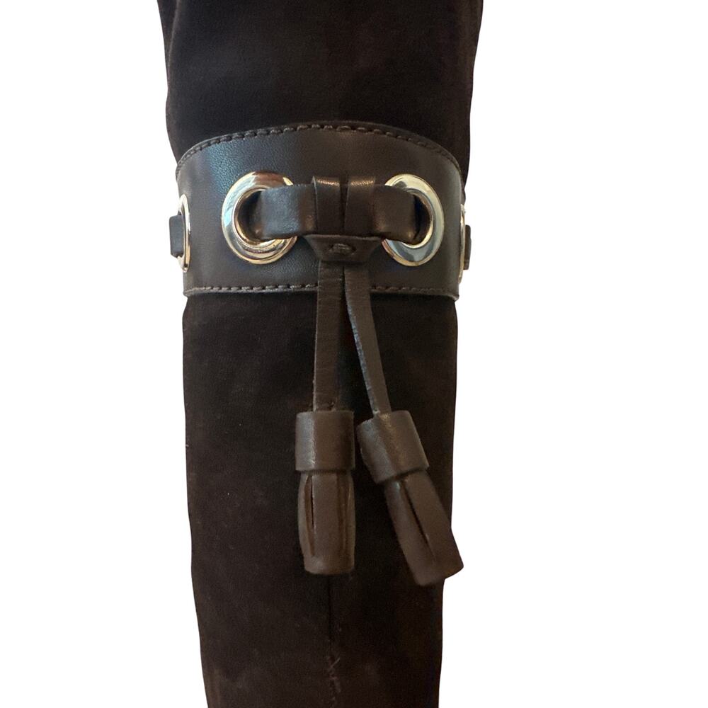 Gucci Dark Brown Suede Leather Fur Lined Tassel Knee Winter High Boots Size 6.5 - Picture 15 of 15